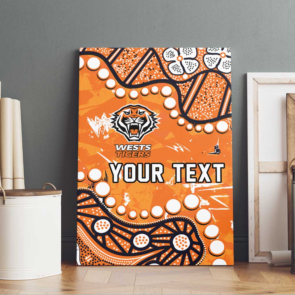 Personalized Wests Tigers Canvas Wall Art Aboriginal Pattern with Graffiti Style Design