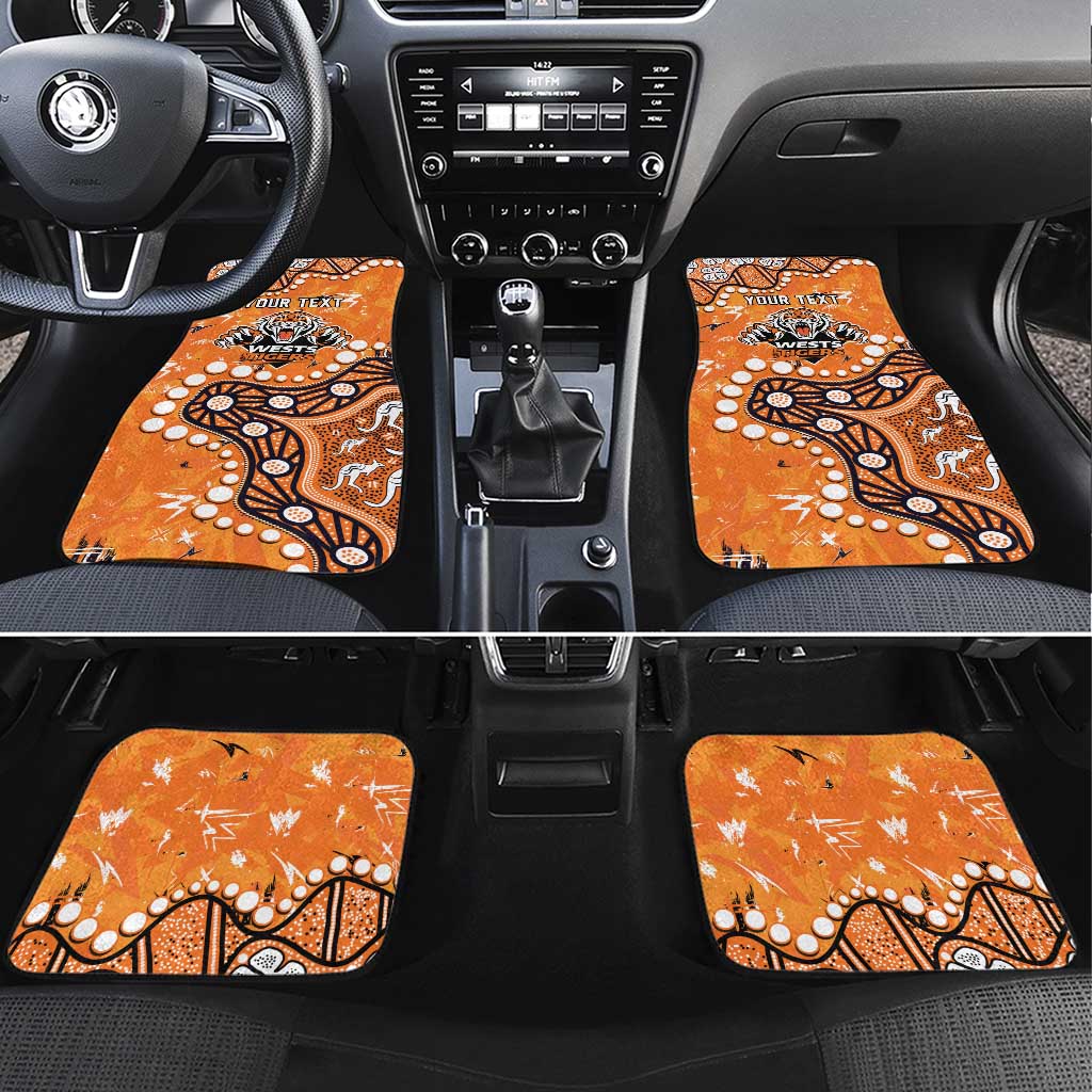 Personalized Wests Tigers Car Mats Aboriginal Pattern with Graffiti Style Design