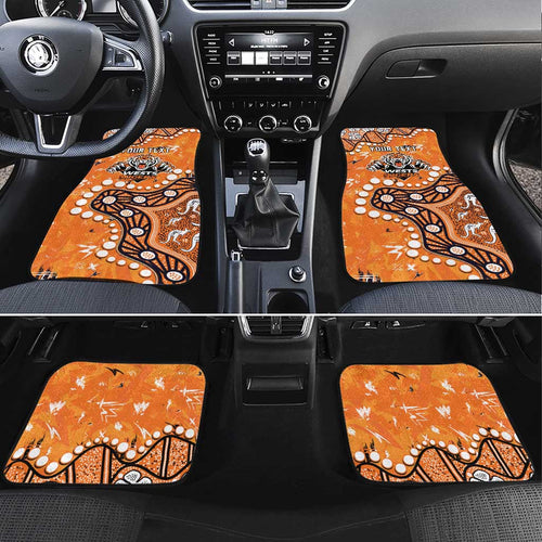 Personalized Wests Tigers Car Mats Aboriginal Pattern with Graffiti Style Design