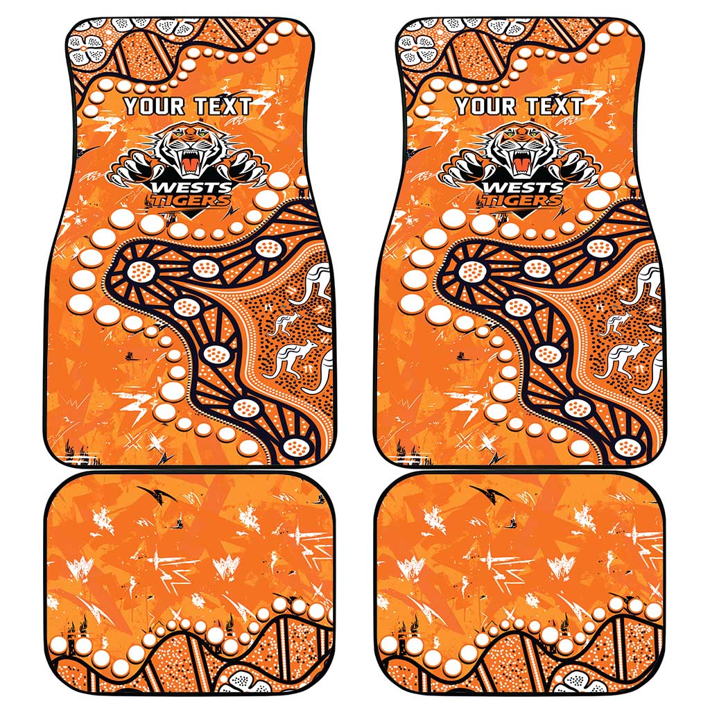 Personalized Wests Tigers Car Mats Aboriginal Pattern with Graffiti Style Design