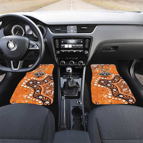 Personalized Wests Tigers Car Mats Aboriginal Pattern with Graffiti Style Design
