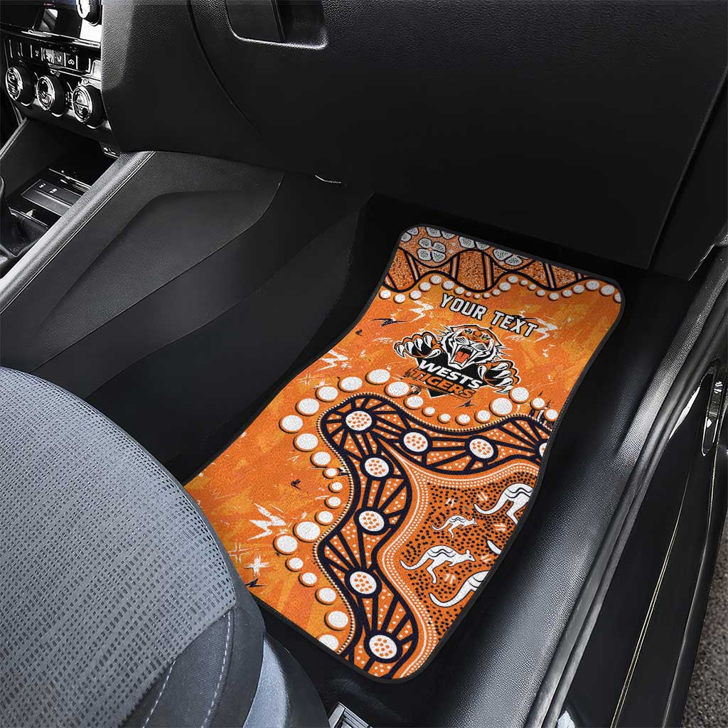 Personalized Wests Tigers Car Mats Aboriginal Pattern with Graffiti Style Design