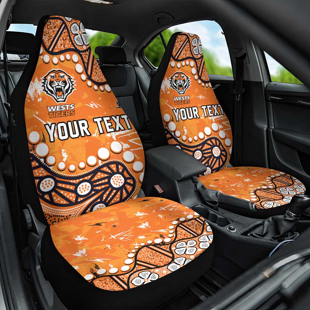 Personalized Wests Tigers Car Seat Cover Aboriginal Pattern with Graffiti Style Design