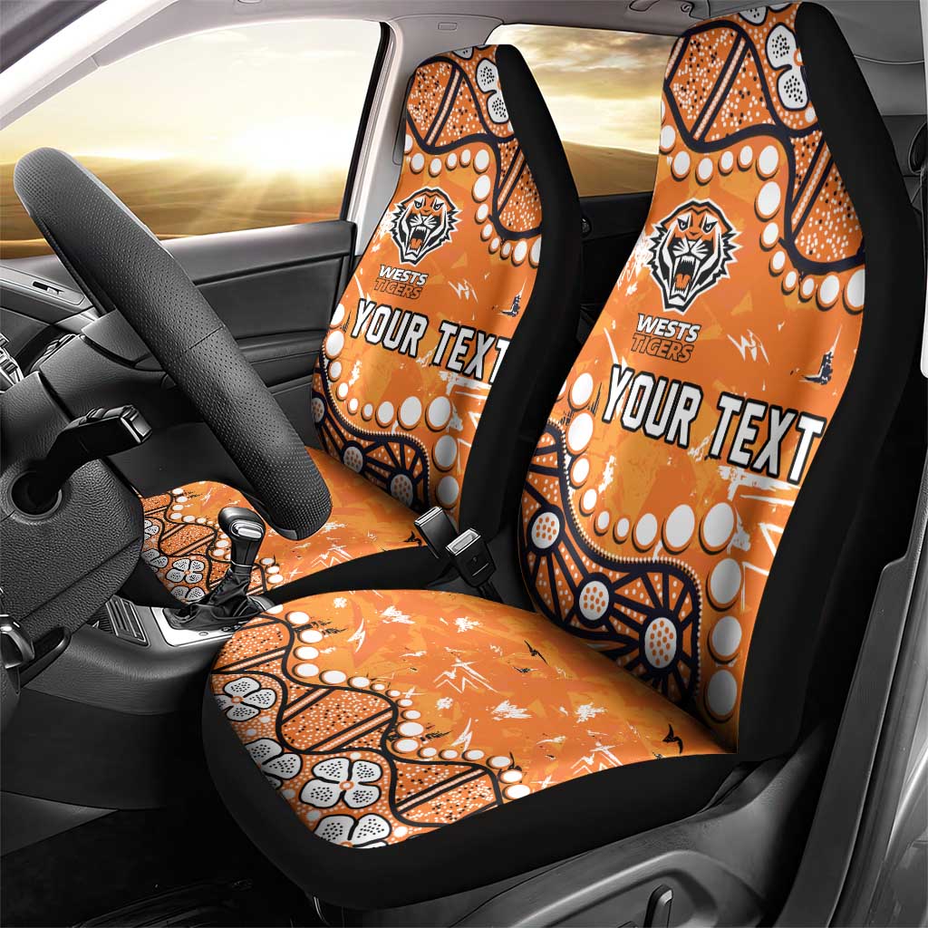 Personalized Wests Tigers Car Seat Cover Aboriginal Pattern with Graffiti Style Design
