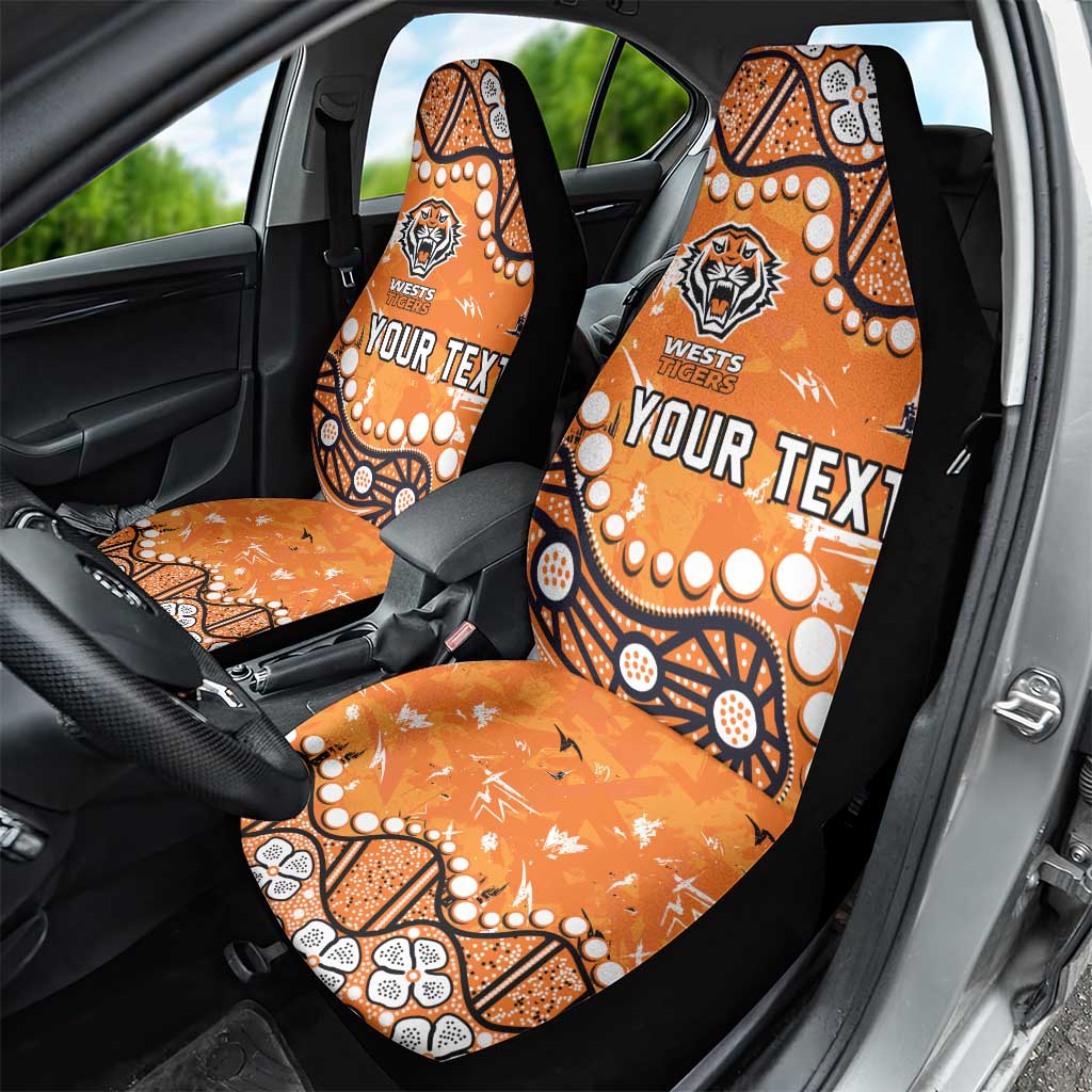 Personalized Wests Tigers Car Seat Cover Aboriginal Pattern with Graffiti Style Design
