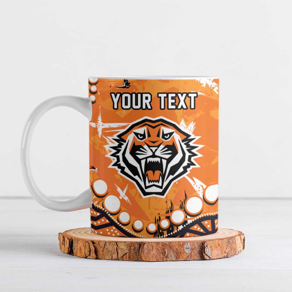 Personalized Wests Tigers Ceramic Mug Aboriginal Pattern with Graffiti Style Design