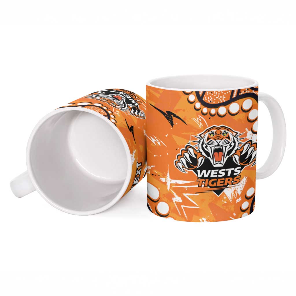 Personalized Wests Tigers Ceramic Mug Aboriginal Pattern with Graffiti Style Design