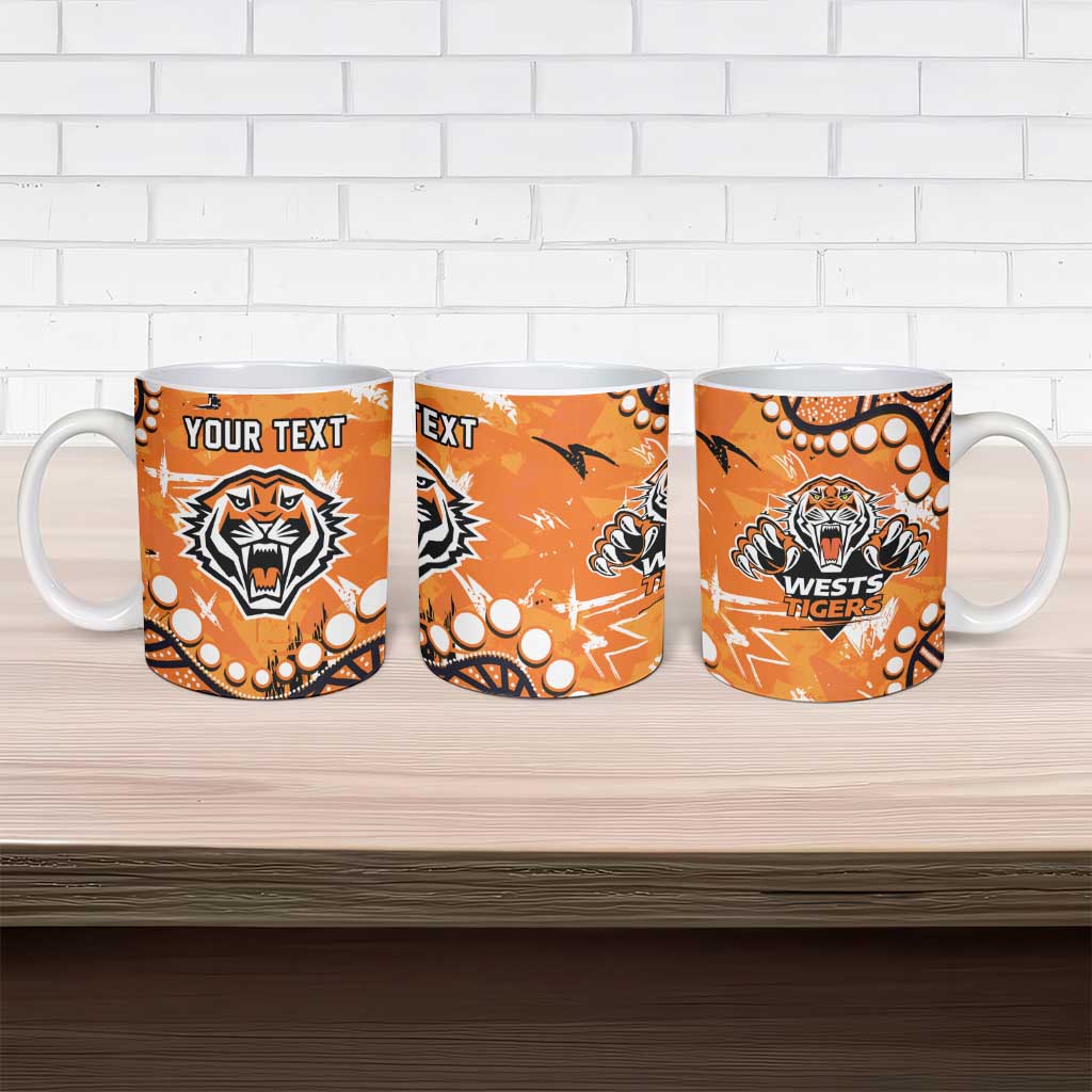 Personalized Wests Tigers Ceramic Mug Aboriginal Pattern with Graffiti Style Design