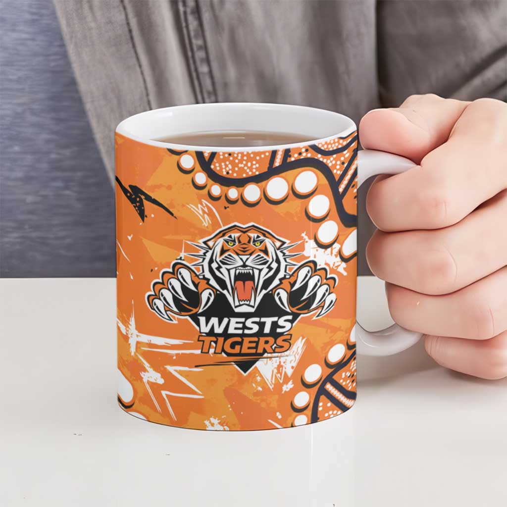 Personalized Wests Tigers Ceramic Mug Aboriginal Pattern with Graffiti Style Design