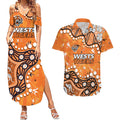 Personalized Wests Tigers Couples Matching Summer Maxi Dress and Hawaiian Shirt Aboriginal Pattern with Graffiti Style Design