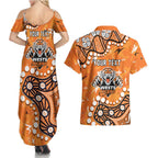 Personalized Wests Tigers Couples Matching Summer Maxi Dress and Hawaiian Shirt Aboriginal Pattern with Graffiti Style Design