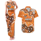 Personalized Wests Tigers Couples Matching Tank Maxi Dress and Hawaiian Shirt Aboriginal Pattern with Graffiti Style Design