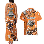 Personalized Wests Tigers Couples Matching Tank Maxi Dress and Hawaiian Shirt Aboriginal Pattern with Graffiti Style Design