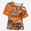 Personalized Wests Tigers Cross Shoulder Shirt Aboriginal Pattern with Graffiti Style Design
