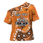 Personalized Wests Tigers Cross Shoulder Shirt Aboriginal Pattern with Graffiti Style Design
