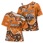 Personalized Wests Tigers Cross Shoulder Shirt Aboriginal Pattern with Graffiti Style Design
