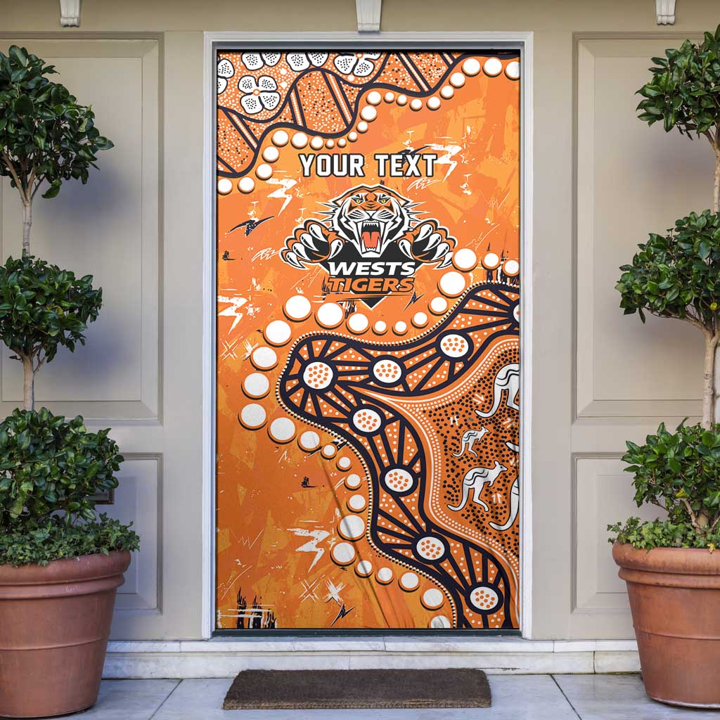Personalized Wests Tigers Door Cover Aboriginal Pattern with Graffiti Style Design