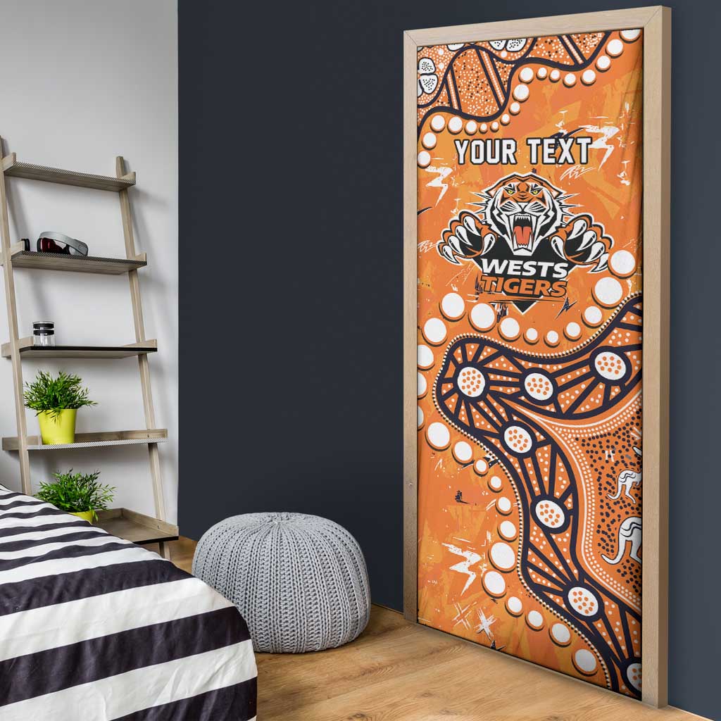 Personalized Wests Tigers Door Cover Aboriginal Pattern with Graffiti Style Design