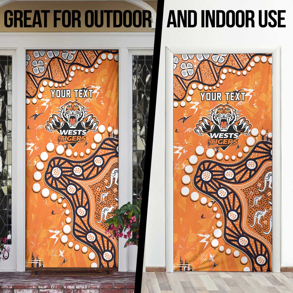 Personalized Wests Tigers Door Cover Aboriginal Pattern with Graffiti Style Design