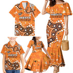 Personalized Wests Tigers Family Matching Mermaid Dress and Hawaiian Shirt Aboriginal Pattern with Graffiti Style Design