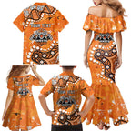 Personalized Wests Tigers Family Matching Mermaid Dress and Hawaiian Shirt Aboriginal Pattern with Graffiti Style Design