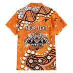 Personalized Wests Tigers Family Matching Mermaid Dress and Hawaiian Shirt Aboriginal Pattern with Graffiti Style Design