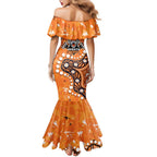 Personalized Wests Tigers Family Matching Mermaid Dress and Hawaiian Shirt Aboriginal Pattern with Graffiti Style Design