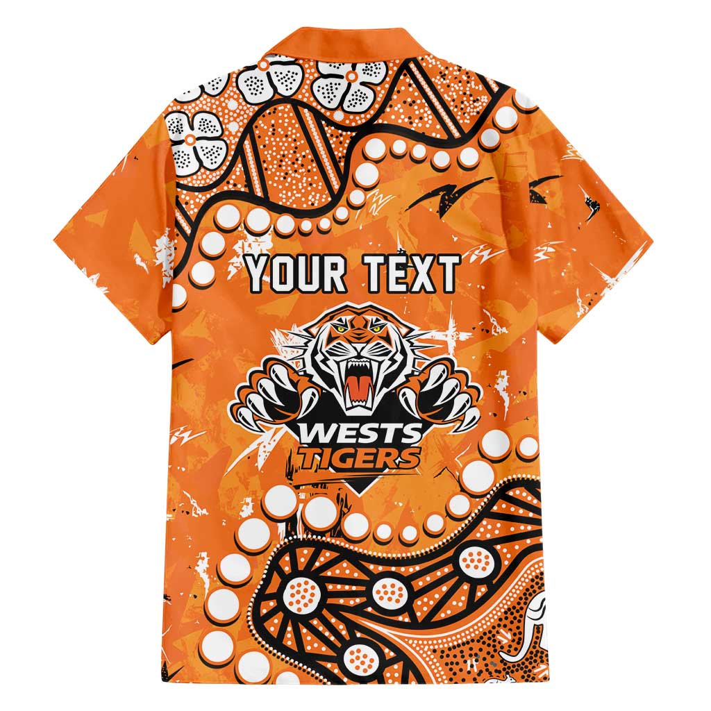 Personalized Wests Tigers Family Matching Off The Shoulder Long Sleeve Dress and Hawaiian Shirt Aboriginal Pattern with Graffiti Style Design