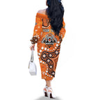 Personalized Wests Tigers Family Matching Off The Shoulder Long Sleeve Dress and Hawaiian Shirt Aboriginal Pattern with Graffiti Style Design