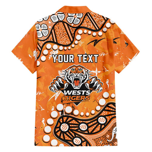 Personalized Wests Tigers Family Matching Off Shoulder Maxi Dress and Hawaiian Shirt Aboriginal Pattern with Graffiti Style Design