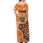 Personalized Wests Tigers Family Matching Off Shoulder Maxi Dress and Hawaiian Shirt Aboriginal Pattern with Graffiti Style Design