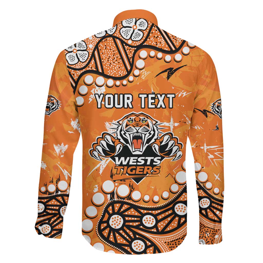 Personalized Wests Tigers Family Matching Off Shoulder Short Dress and Hawaiian Shirt Aboriginal Pattern with Graffiti Style Design