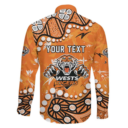 Personalized Wests Tigers Family Matching Off Shoulder Short Dress and Hawaiian Shirt Aboriginal Pattern with Graffiti Style Design