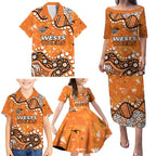 Personalized Wests Tigers Family Matching Puletasi and Hawaiian Shirt Aboriginal Pattern with Graffiti Style Design
