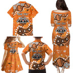 Personalized Wests Tigers Family Matching Puletasi and Hawaiian Shirt Aboriginal Pattern with Graffiti Style Design