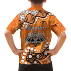 Personalized Wests Tigers Family Matching Summer Maxi Dress and Hawaiian Shirt Aboriginal Pattern with Graffiti Style Design