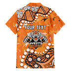 Personalized Wests Tigers Family Matching Summer Maxi Dress and Hawaiian Shirt Aboriginal Pattern with Graffiti Style Design