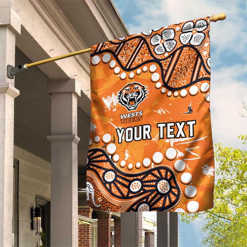 Personalized Wests Tigers Garden Flag Aboriginal Pattern with Graffiti Style Design