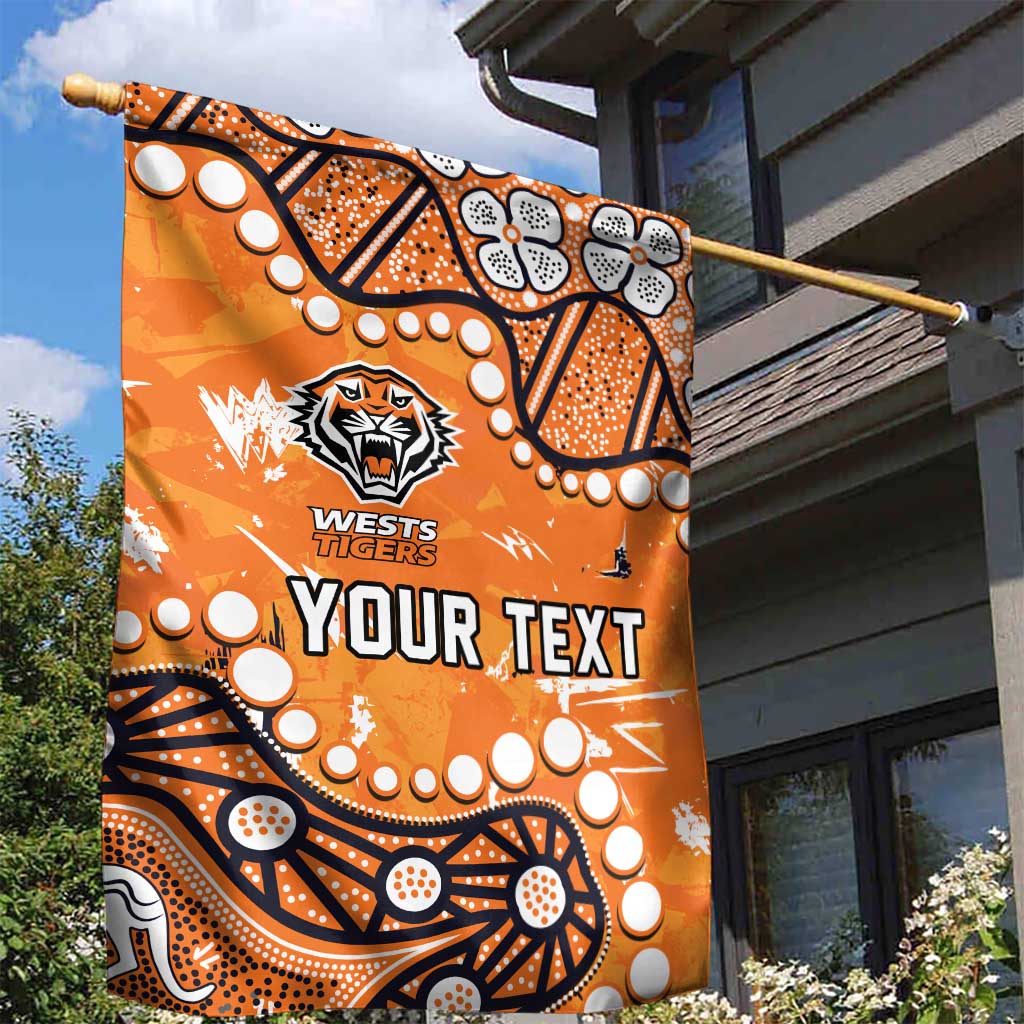 Personalized Wests Tigers Garden Flag Aboriginal Pattern with Graffiti Style Design