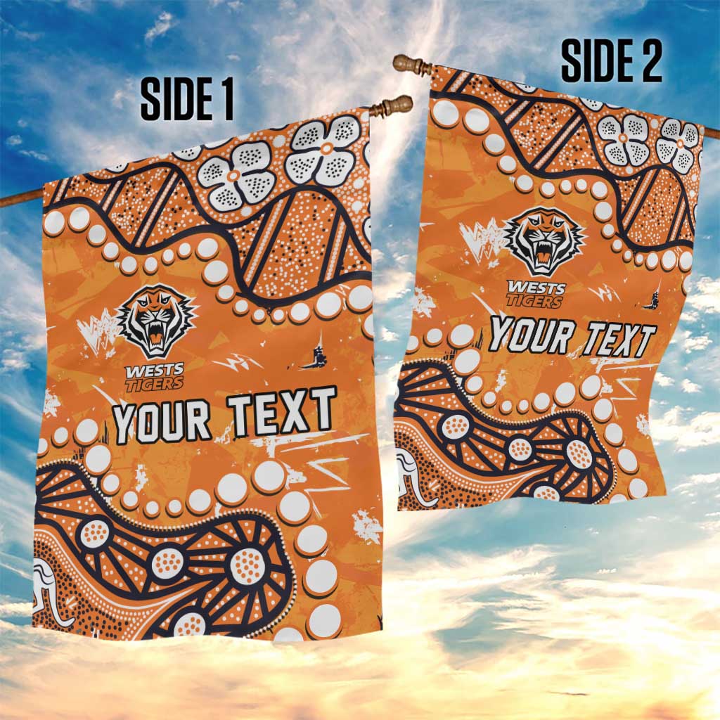Personalized Wests Tigers Garden Flag Aboriginal Pattern with Graffiti Style Design
