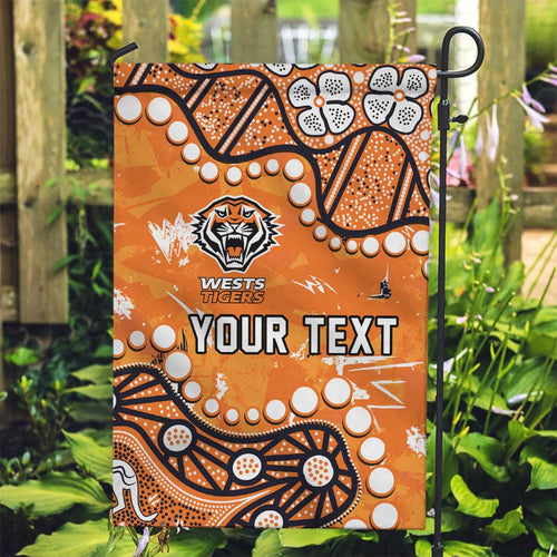 Personalized Wests Tigers Garden Flag Aboriginal Pattern with Graffiti Style Design