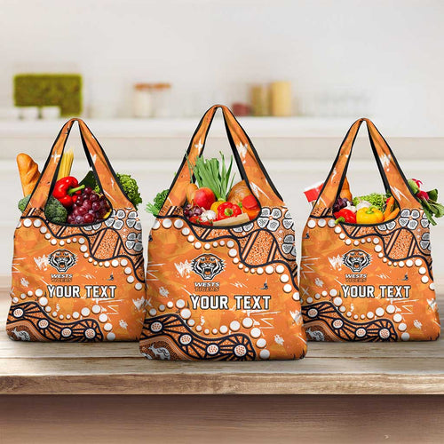 Personalized Wests Tigers Grocery Bag Aboriginal Pattern with Graffiti Style Design