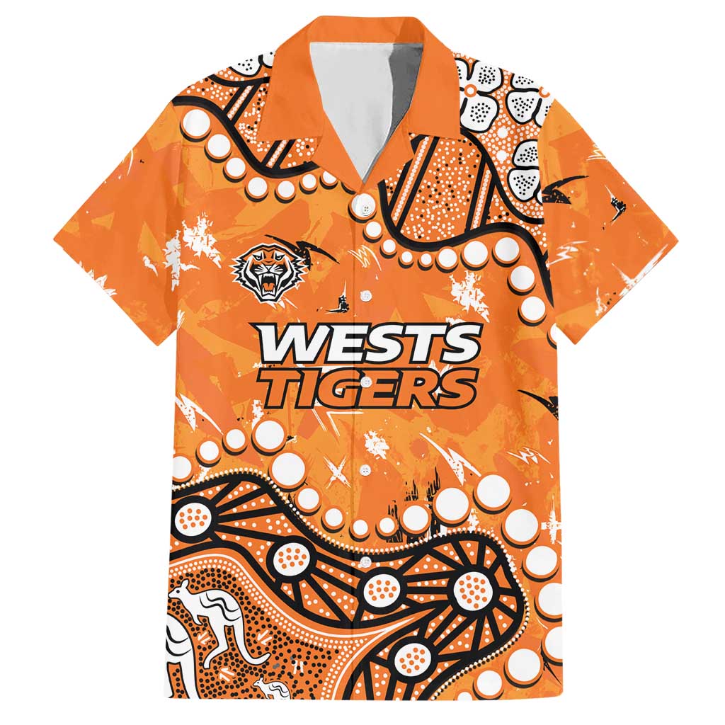 Personalized Wests Tigers Hawaiian Shirt Aboriginal Pattern with Graffiti Style Design
