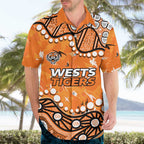 Personalized Wests Tigers Hawaiian Shirt Aboriginal Pattern with Graffiti Style Design