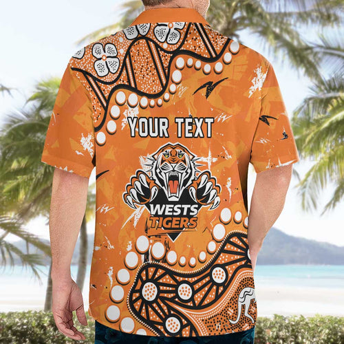 Personalized Wests Tigers Hawaiian Shirt Aboriginal Pattern with Graffiti Style Design