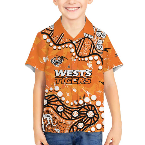 Personalized Wests Tigers Hawaiian Shirt Aboriginal Pattern with Graffiti Style Design