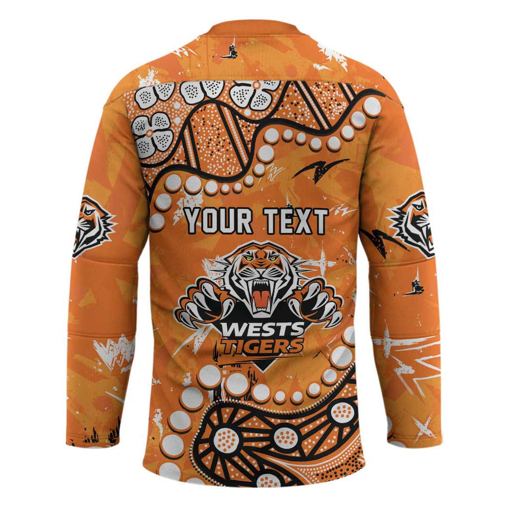 Personalized Wests Tigers Hockey Jersey Aboriginal Pattern with Graffiti Style Design