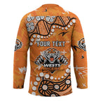Personalized Wests Tigers Hockey Jersey Aboriginal Pattern with Graffiti Style Design