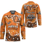Personalized Wests Tigers Hockey Jersey Aboriginal Pattern with Graffiti Style Design