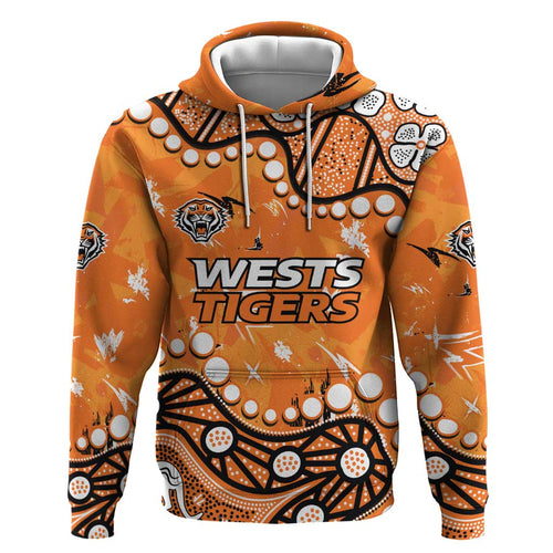 Personalized Wests Tigers Hoodie Aboriginal Pattern with Graffiti Style Design